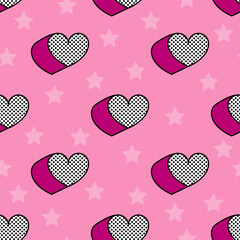 Wall Mural - seamless pattern. abstract pink background with hearts. abstract pink background with little hearts.