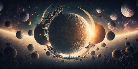 Wall Mural - the multiverse of madness cosmic energy chaos mysterious. generative ai aig15.