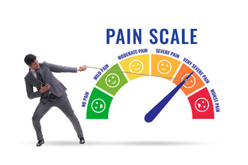 Concept of pain scale from moderate to strong