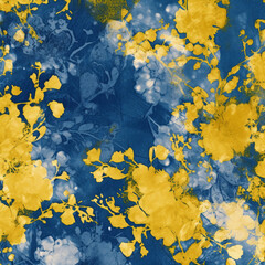 Wall Mural - Cyanotype, fabric, background, yellow, AI generative