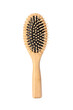One new wooden hairbrush isolated on white