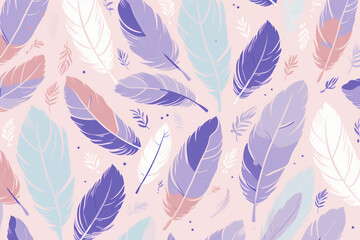 Wall Mural - pattern featuring minimalistic and stylized illustrations of feathers. AI generative