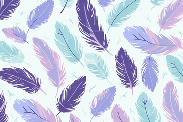 Wall Mural - pattern featuring minimalistic and stylized illustrations of feathers. AI generative