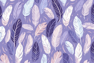 Wall Mural - pattern featuring minimalistic and stylized illustrations of feathers. AI generative