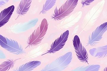 Wall Mural - pattern featuring minimalistic and stylized illustrations of feathers. AI generative