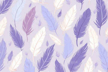 Wall Mural - pattern featuring minimalistic and stylized illustrations of feathers. AI generative