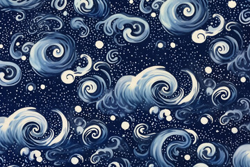 Wall Mural - Swirls of lunar dust in varying shades of silver and opalescent white intertwine with celestial constellations. AI generative