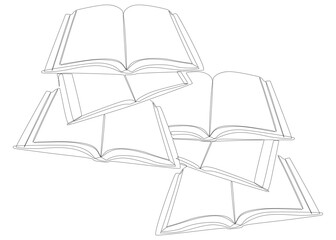 Poster - One continuous line of books. Thin Line Illustration vector concept. Contour Drawing Creative ideas.