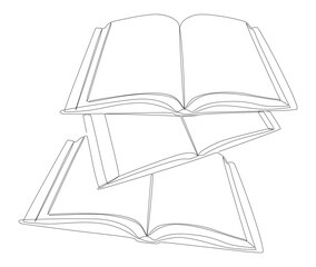 Poster - One continuous line of books. Thin Line Illustration vector concept. Contour Drawing Creative ideas.