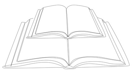 Poster - One continuous line of books. Thin Line Illustration vector concept. Contour Drawing Creative ideas.