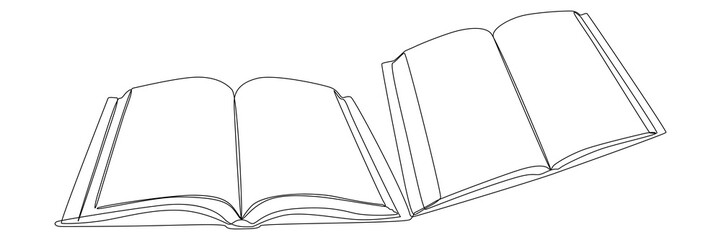 Poster - One continuous line of books. Thin Line Illustration vector concept. Contour Drawing Creative ideas.