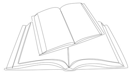 Poster - One continuous line of books. Thin Line Illustration vector concept. Contour Drawing Creative ideas.