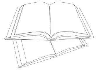 Poster - One continuous line of books. Thin Line Illustration vector concept. Contour Drawing Creative ideas.