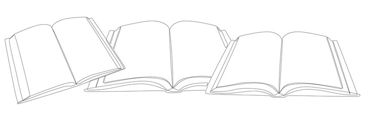 Poster - One continuous line of books. Thin Line Illustration vector concept. Contour Drawing Creative ideas.