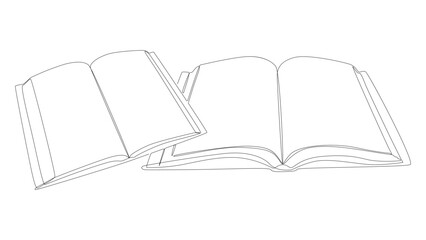 Poster - One continuous line of books. Thin Line Illustration vector concept. Contour Drawing Creative ideas.