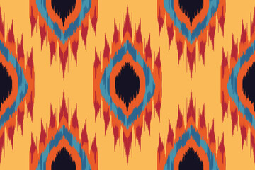 Wall Mural - Ikat geometric folklore ornament. Tribal ethnic vector texture. Seamless striped pattern in Aztec style. Figure tribal embroidery. Indian, Scandinavian, Gyp sy, Mexican, folk pattern.ikat pattern