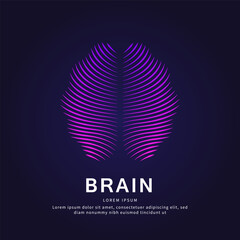 Human brain medical structure. Vector logo brain color silhouette on a dark background. Think idea concept, brainstorm, power thinking, artificial intelligence, vector design - EPS 10