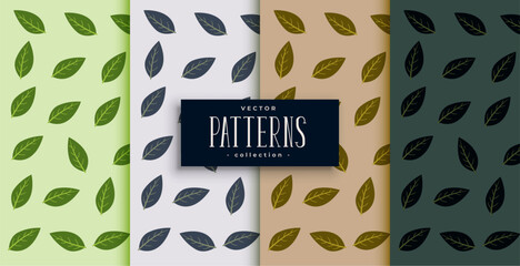 Wall Mural - collection of small leaves pattern in various shades background vector