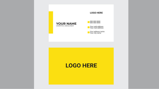 Set of modern business card print templates. Personal visiting card with company logo. Vector illustration. Stationery design.abstract yellow and white business card template.