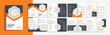 Company profile business brochure template layout with orange color shapes. Creative multipage brochure template layout with a unique design
