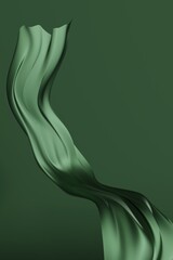 Poster - 3d vertical render abstract emerald green wavy fabric background