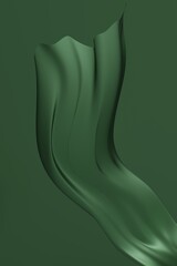 Poster - 3d vertical render abstract green wavy fabric background