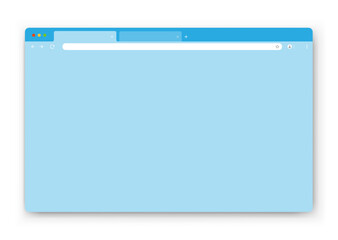 Fototapete - The design of the web browser window in blue on a white background. An empty layout of the website's computer screen with a search bar and buttons. Vector illustration.