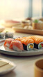 Sushi plate on board - generative AI, KI