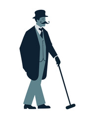Wall Mural - Successful man walking with cane