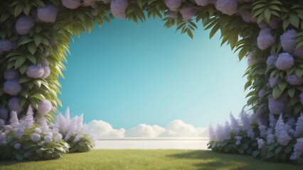 Wall Mural - summer decoration with beauty flowers background illustration. copy space. generative ai