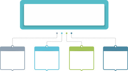 Infographic template with main title and 4 steps or options, flowchart