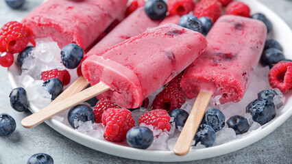 Fresh and Sweet Berry and Cream Popsicles