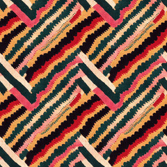 Wall Mural - embroidered abstract design fabric seamless pattern. repeating fashion textile backdrop. generative 