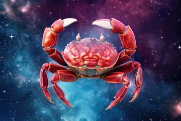 Wall Mural - Astrology calendar. Crab magical zodiac sign astrology. Esoteric horoscope and fortune telling concept. CANCER zodiac in universe. Generative AI