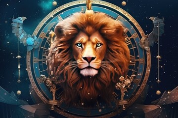 astrology calendar. leo magical zodiac sign astrology. esoteric horoscope and fortune telling concep