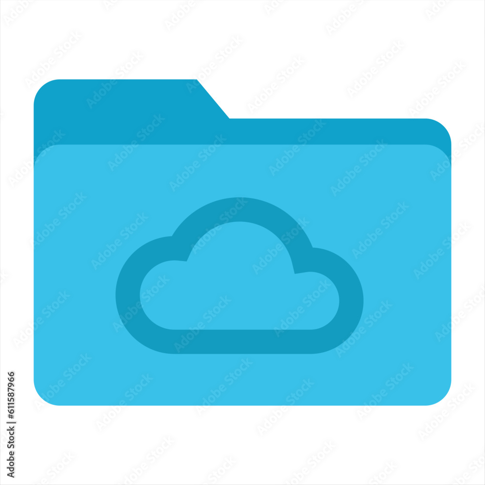 Cloud Computing Folder Icon in Line Art Style Flat Design Stock Vector ...