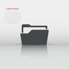 Poster - File folder icon in flat style. Documents archive vector illustration on white isolated background. Storage business concept.