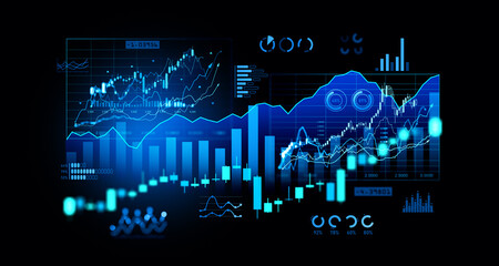 Poster - Forex diagrams with chart and candlesticks with statistics, dashboard