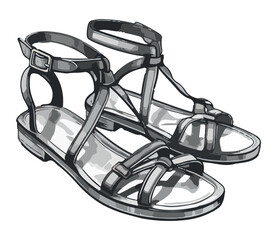 Canvas Print - Elegant leather sandals, modern fashion icon