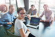 © Tabitha Rose/peopleimages.com - Meeting, teamwork and portrait of business woman leader and team happy for success in a tech agency or startup. Teamwork, group and corporate people planning a growth strategy, project and proposal
