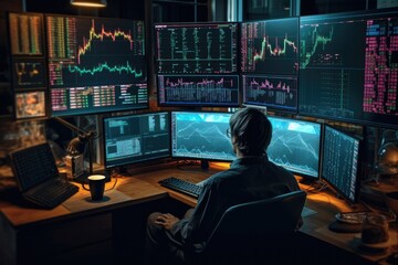 Person trading stocks on a computer