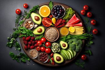 Healthy food for balanced flexitarian mediterranean diet concept, Generative AI