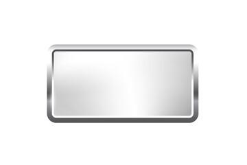 Poster - silver rectangle button with frame vector illustration. 3d steel glossy elegant design for empty emb