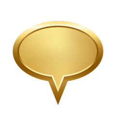 Poster - Gold ellipse speech bubble with frame vector illustration. 3d golden glossy elegant oval button design for empty emblem, medal or badge, light effect on plate isolated on white background