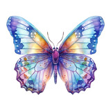 Fototapeta Motyle - Rainbow Butterfly Watercolor Clipart, Pastel Butterfly Watercolor, Fantasy Butterfly Clipart, made with generative AI