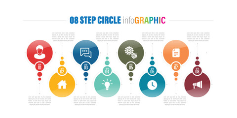 Poster - 10 to 8 step process modern circle infographic diagram. elegant template of circles and waves. Business concept of 10 to 8 options. Modern design vector element in different colors with labels.