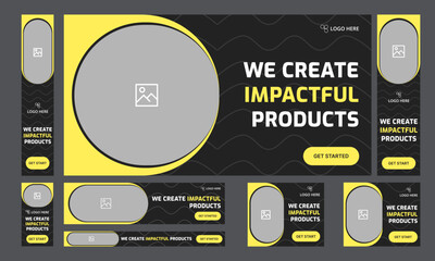 Wall Mural - Set of digital web banner template design for soical media posts, creative agency web banner template, fully customizable vector eps 10 file format