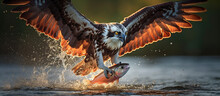 A Wild Osprey Catching Fish Generative AI