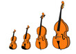 Instrumentos cuerda frotada violín viola violoncello contrabajo