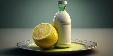 Wall Mural - Glass of refreshing lemon juice. Generative AI